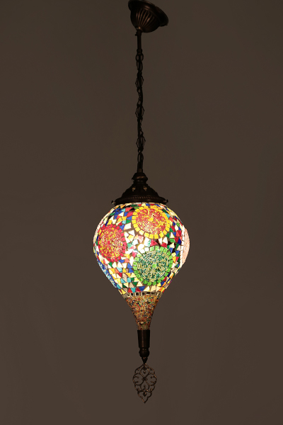 Big Bullet Glass Antique Mosaic Hanging Lamp